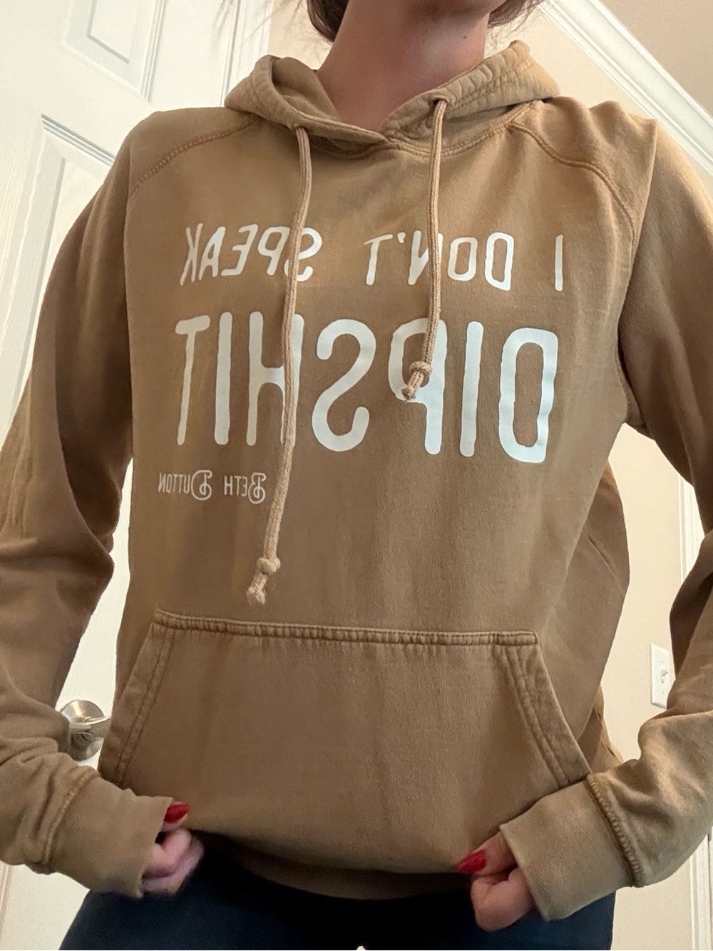 Women’s Tan Pullover Hoodie Sweatshirt - Casual Comfort